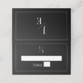 Minimalistisch Monogram Bruiloft | Zwart Plaatskaartje (Buitenkant ongevouwen)
