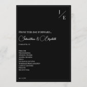 Minimalistisch Monogram Bruiloft | Zwart Programmakaart (Voorkant)