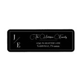Minimalistisch Monogram Bruiloft | Zwart retouradr Etiket (Voorkant)