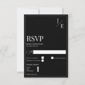 Minimalistisch Monogram Bruiloft | Zwart RSVP Kaartje (Voorkant)