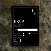 Minimalistisch Monogram Bruiloft | Zwart RSVP Kaartje