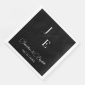 Minimalistisch Monogram Bruiloft | Zwart Servet (Hoek)