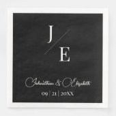 Minimalistisch Monogram Bruiloft | Zwart Servet (Voorkant)