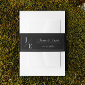 Minimalistisch Monogram Bruiloft | Zwart Uitnodigingen Wikkel