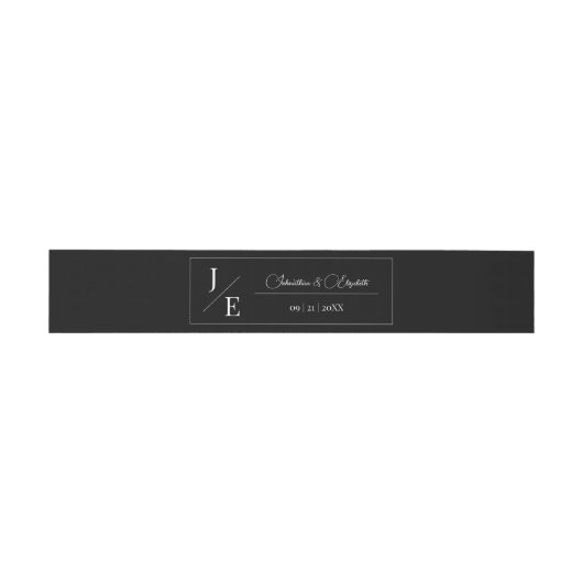 Minimalistisch Monogram Bruiloft | Zwart Uitnodigingen Wikkel (Vlak)