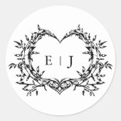 Minimalistisch Monogram Calligrafie Crest Bruiloft Ronde Sticker (Voorkant)