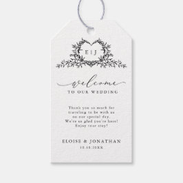 Minimalistisch Monogram Calligrafie Crest Trouwdag Cadeaulabel