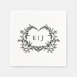 Minimalistisch Monogram Calligrafie Crest Trouwdag Servet