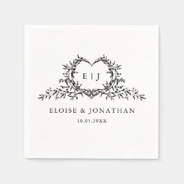 Minimalistisch Monogram Calligrafie Crest Trouwdag Servet