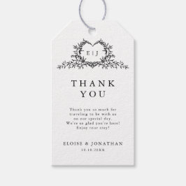 Minimalistisch Monogram Calligrafie Crest Trouwen Cadeaulabel