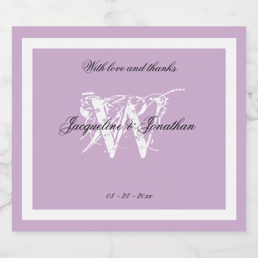 Minimalistisch monogram, chique script Elegant Mau Sparkling Wijnetiket (Enkel label)