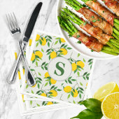 Minimalistisch monogram citroenen en bladeren servet