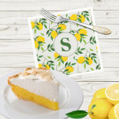 Minimalistisch monogram citroenen en bladeren servet