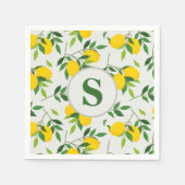 Minimalistisch monogram citroenen en bladeren servet (Voorkant)
