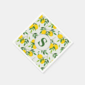 Minimalistisch monogram citroenen en bladeren servet (Hoek)