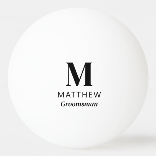 Minimalistisch Monogram Custom Groomsman Gift Eenv Pingpongbal (Voorkant)