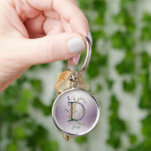 Minimalistisch Monogram 'D' Lavendel & Vines Sleutelhanger (Hand)