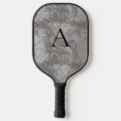 Minimalistisch Monogram Dark Gray Wood Grain Pickleball Paddle (Achterkant)
