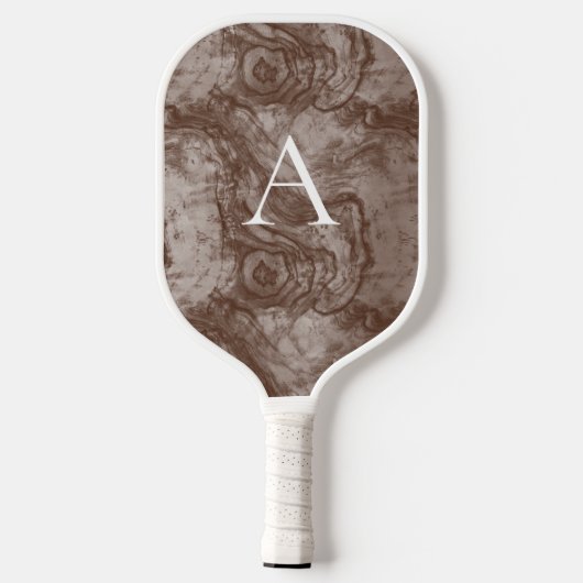 Minimalistisch Monogram Dark Wood Graan Pickleball Paddle (Achterkant)