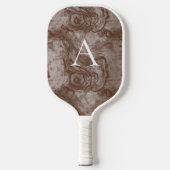 Minimalistisch Monogram Dark Wood Graan Pickleball Paddle (Voorkant)