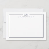 Minimalistisch monogram denim Blue Notitiekaartje (Voorkant)