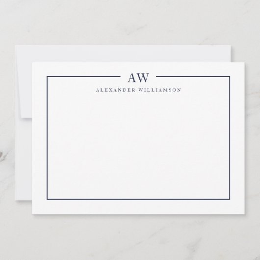 Minimalistisch monogram denim Blue Notitiekaartje (Voorkant)