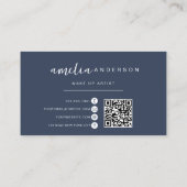 Minimalistisch Monogram Diep Navyblauw Qr Code Visitekaartje (Achterkant)
