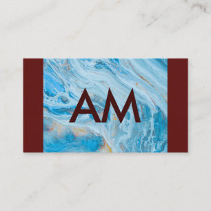 Minimalistisch Monogram Diep Rood Marmer Visitekaartje