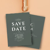 Minimalistisch Monogram Donker Bos Groen QR Code Save The Date