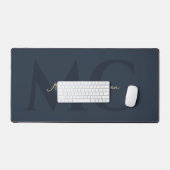 Minimalistisch Monogram Donkerblauw Elegant Profes Bureaumat (Keyboard & Muis)