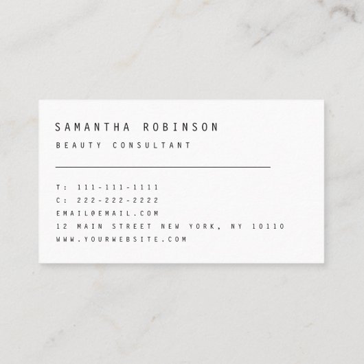 Minimalistisch monogram eenvoudig modern Visitekaa Visitekaartje (Achterkant)