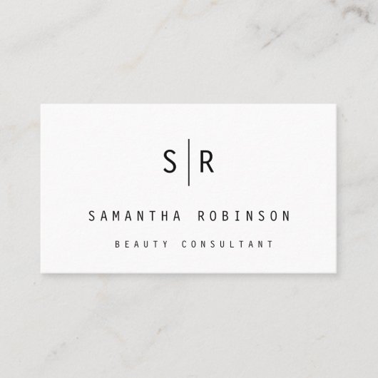 Minimalistisch monogram eenvoudig modern Visitekaa Visitekaartje (Voorkant)