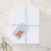 Minimalistisch Monogram Eerste Letter Retro Blauw Cadeaulabel (Met Touw)