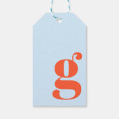 Minimalistisch Monogram Eerste Letter Retro Blauw Cadeaulabel (Achterkant)