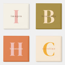 Minimalistisch Monogram Eerste Naam Roze & Oranje