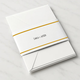 Minimalistisch monogram Elegant Gold Border Weddin Uitnodigingen Wikkel