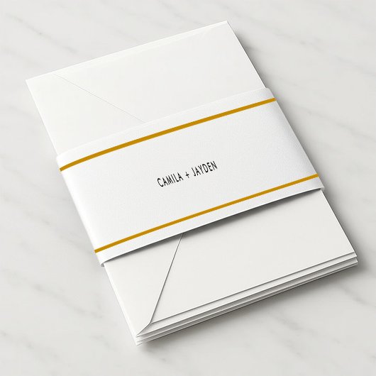 Minimalistisch monogram Elegant Gold Border Weddin Uitnodigingen Wikkel