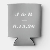 Minimalistisch monogram Elegant Grey Stylish Weddi Blikjeskoeler (Voorkant)