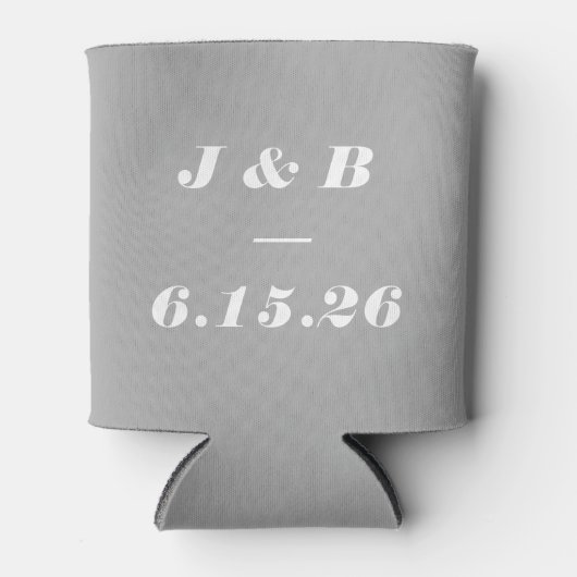 Minimalistisch monogram Elegant Grey Stylish Weddi Blikjeskoeler (Voorkant)