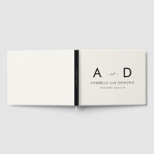 Minimalistisch Monogram Elegant Ivoor & Zwart Huwe Gastenboek (Volledig)