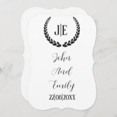 Minimalistisch monogram elegant zwart-wit bruiloft save the date (Voorkant / Achterkant)
