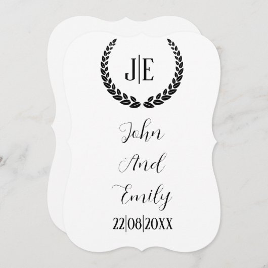 Minimalistisch monogram elegant zwart-wit bruiloft save the date (Voorkant / Achterkant)