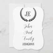 Minimalistisch monogram elegant zwart-wit bruiloft save the date (Voorkant)