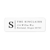 Minimalistisch Monogram Elegante Familienaam Etiket (Voorkant)