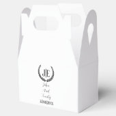 Minimalistisch monogram elegante zwart-witte bruil bedankdoosjes (Geopend)