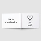 Minimalistisch monogram elegante zwart-witte bruil gastenboek (Volledig)