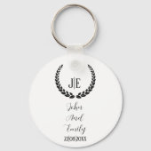 Minimalistisch monogram elegante zwart-witte bruil sleutelhanger (Voorkant)