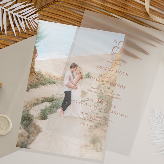 Minimalistisch Monogram Et-teken Trouwfeest Vellum Uitnodigingen