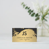 Minimalistisch monogram Faux metallisch goud gebor Visitekaartje (Staand voorkant)