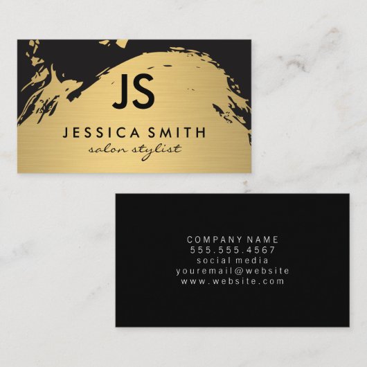 Minimalistisch monogram Faux metallisch goud gebor Visitekaartje (Voorkant / Achterkant)